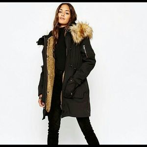 ASOS Black Faux Fur Parka